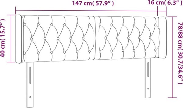 vidaXL Κεφαλάρι Κρεβατιού με LED, Μπλε, 147x16x78/88 εκ, Ύφασμα