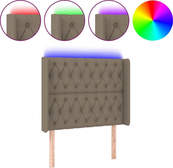 vidaXL Κεφαλάρι για κρεβάτι με LED σε ύφασμα taupe 93x16x118/128 cm