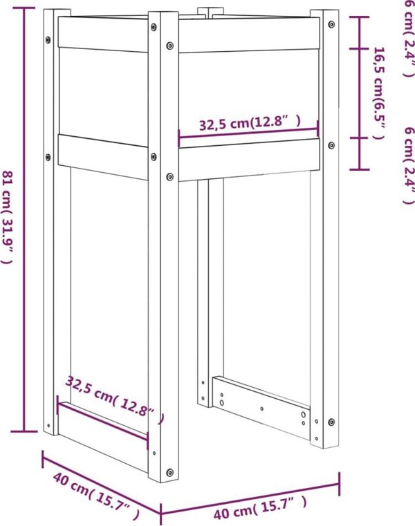 vidaXL vidaXL Donica, 40x40x81 cm, lite drewno sosnowe
