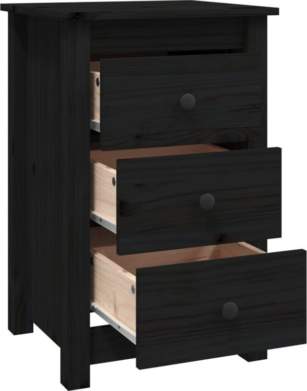 vidaXL Szafki nocne, 2 szt, czarne, 40x35x61,5 cm, lite drewno sosnowe