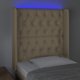 vidaXL Zaglowek do lozka z LED, kremowy, 83x16x118/128 cm, tkanina