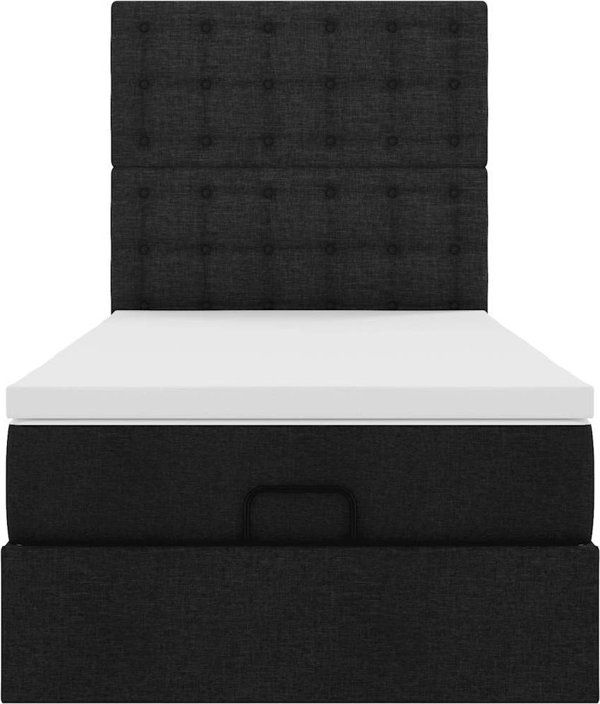 vidaXL Πλαίσιο Κρεβατιού Ottoman Μαύρο 90x190 cm με Στρώμα και Ύφασμα