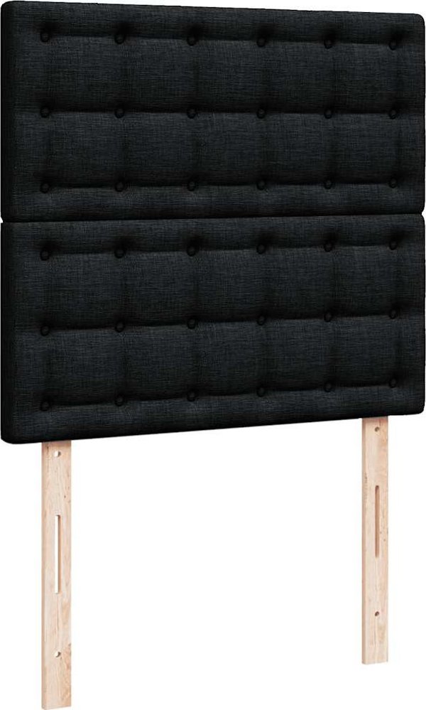 vidaXL Πλαίσιο Κρεβατιού Ottoman Μαύρο 90x190 cm με Στρώμα και Ύφασμα