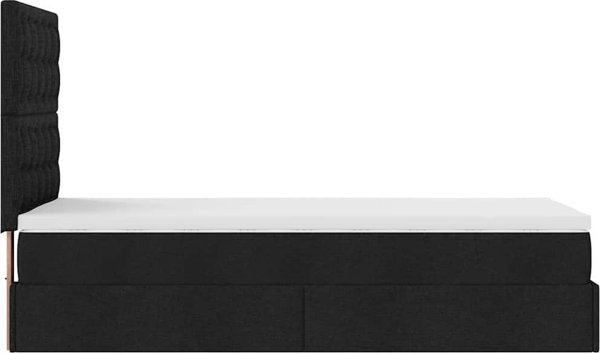 vidaXL Πλαίσιο Κρεβατιού Ottoman Μαύρο 90x190 cm με Στρώμα και Ύφασμα