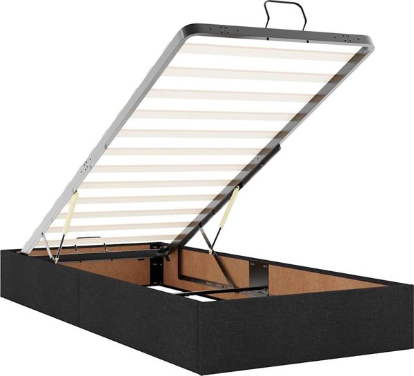 vidaXL Πλαίσιο Κρεβατιού Ottoman Μαύρο 90x190 cm με Στρώμα και Ύφασμα