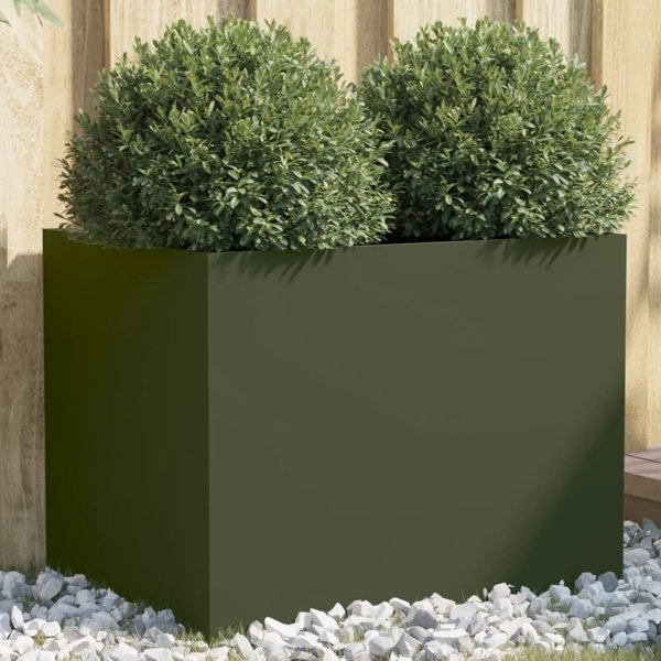 vidaXL vidaXL Donica, oliwkowa, 62x47x46 cm, stal walcowana na zimno