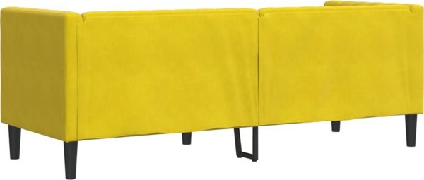 vidaXL Τριθέσιος καναπές Chesterfield με ρολά, κίτρινος, βελούδινος