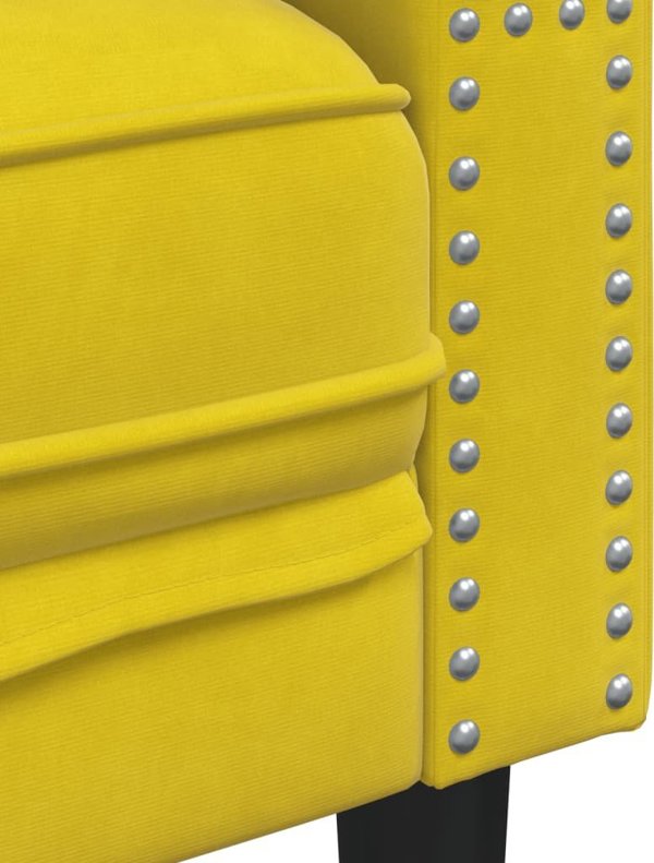 vidaXL Τριθέσιος καναπές Chesterfield με ρολά, κίτρινος, βελούδινος