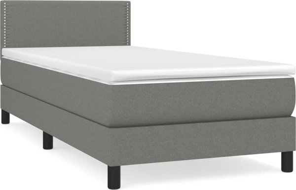 vidaXL Κρεβάτι Kontynentalne με Στρώμα, Σκούρο Γκρι Υφασμα, 90x200 cm