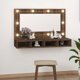 vidaXL Ντουλάπι με καθρέφτη και LED, καφέ δρυς, 90x31,5x62 cm