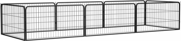 vidaXL vidaXL Kojec dla psa, 8 panele, czarny, 100x50 cm, stal