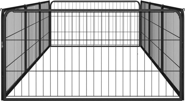 vidaXL vidaXL Kojec dla psa, 8 panele, czarny, 100x50 cm, stal