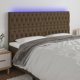 vidaXL Προσκέφαλο κρεβατιού με LED, σκούρο καφέ, 200x7x118/128 cm, ύφασμα