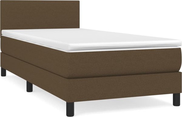 vidaXL Κρεβάτι kontynentalne με στρώμα, καφέ, ύφασμα, 90x190 cm
