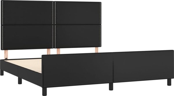 vidaXL Rama κρεβατιού με προσκέφαλο, μαύρο, 180x200 εκ., συνθετικό δέρμα
