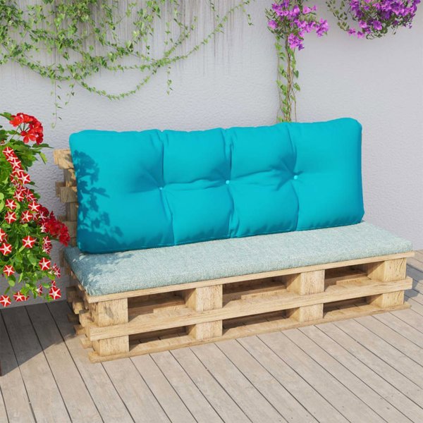 vidaXL Μαξιλάρι για καναπέ παλέτας, τιρκουάζ, 120x40x12 εκ., υφασμάτινο