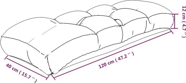 vidaXL Μαξιλάρι για καναπέ παλέτας, τιρκουάζ, 120x40x12 εκ., υφασμάτινο