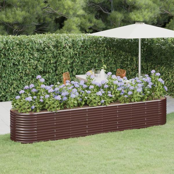 vidaXL Donica κήπου από βαμμένο με πούδρα ατσάλι, 368x80x68 εκ, καφέ