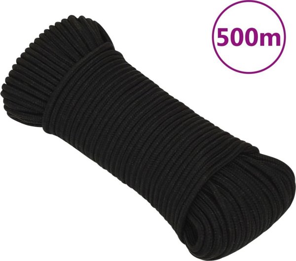 vidaXL vidaXL Linka robocza, czarna, 4 mm, 500 m, poliester