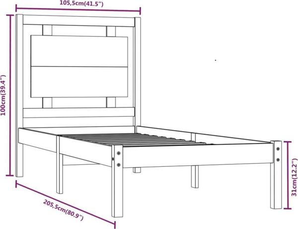 vidaXL Κρεβατοκάμαρα με ξύλινο σκελετό, 100 x 200 εκ