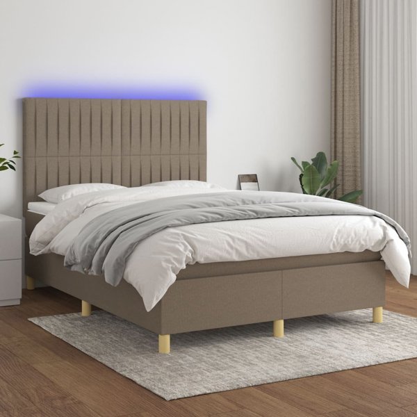 vidaXL Κοντινενταλ κρεβατι με στρωμα, ταουπε, 140x200 cm, υφασμα