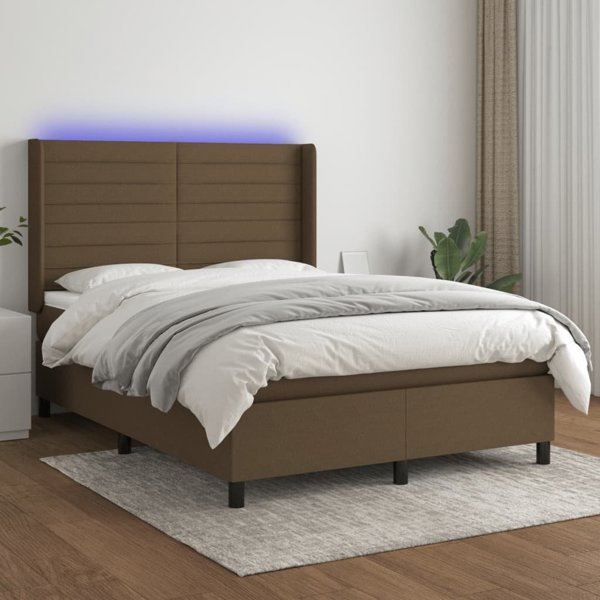 vidaXL Λουζκο κοντινεντάλ με στρώμα, καφέ, 140x200 εκ, ύφασμα