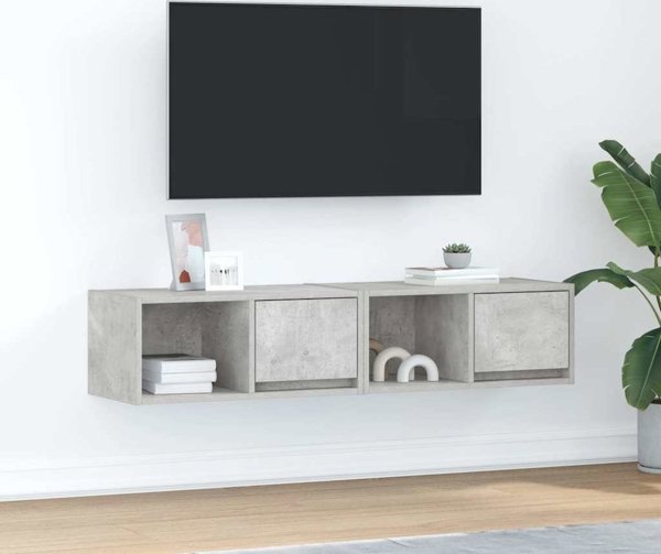 vidaXL Σετ 2 Έπιπλα Τηλεόρασης, Χρώμα Γκρι Μπετόν, 60x31x25.5 εκ., από Τεχνητό Ξύλο