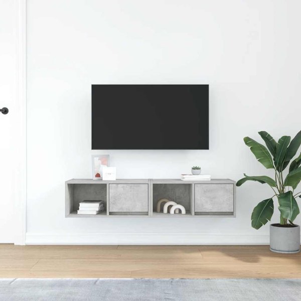 vidaXL Σετ 2 Έπιπλα Τηλεόρασης, Χρώμα Γκρι Μπετόν, 60x31x25.5 εκ., από Τεχνητό Ξύλο