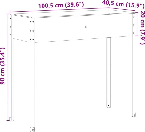 vidaXL vidaXL Donica ogrodowa, 100,5x40,5x90 cm, stal kortenowska