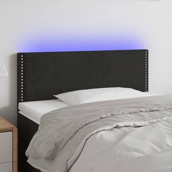 vidaXL Κεφαλάρι κρεβατιού με LED, μαύρο, 90x5x78/88 εκ., βελούδο