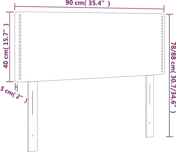 vidaXL Κεφαλάρι κρεβατιού με LED, μαύρο, 90x5x78/88 εκ., βελούδο