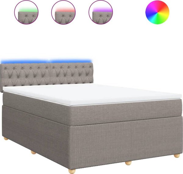 vidaXL Logko kontynentalne z materacem taupe tkanina 140x200 cm