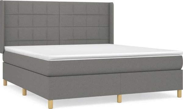 vidaXL Κρεβάτι κοντινεντάλ 160x200 cm υφασμάτινο σκούρο γκρι
