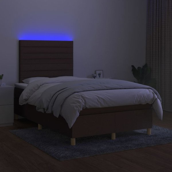 vidaXL Κρεβάτι Continental με στρώμα, καφέ, 120x200 cm, ύφασμα