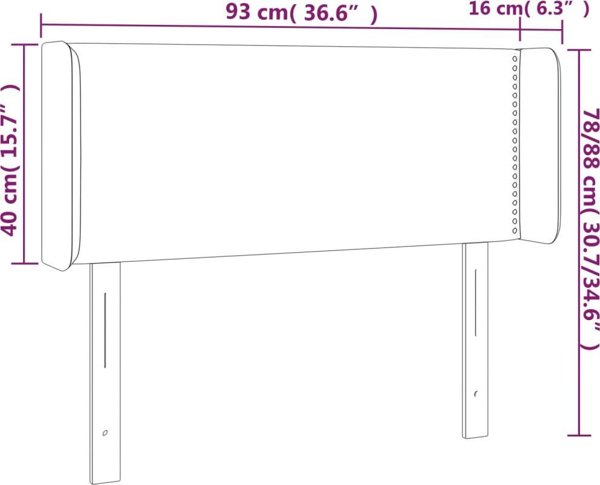 vidaXL Zaglowek do lozka z LED, ciemnoszary, 93x16x78/88 cm, aksamit