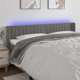 vidaXL Κεφαλάρι κρεβατιού με LED, ανοιχτό γκρι, 163x16x78/88 cm, βελούδο
