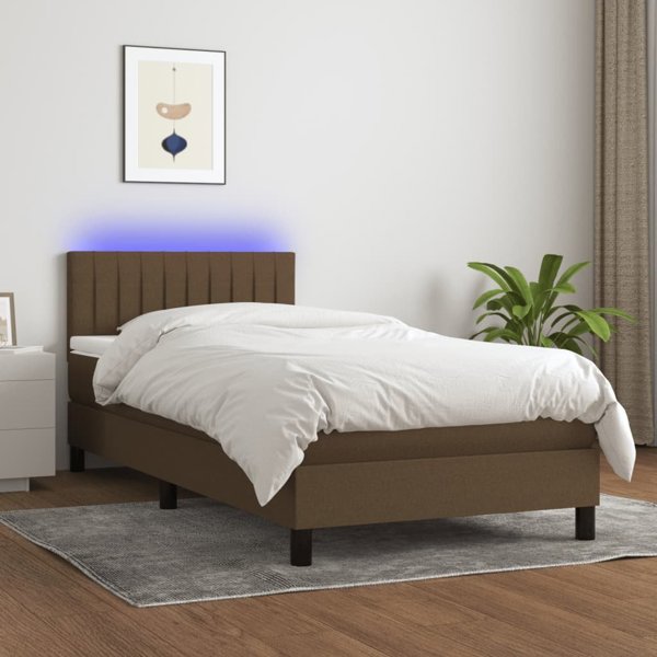 vidaXL Κοντινένταλ Κρεβάτι με στρώμα, καφέ, 90x190 cm, ύφασμα