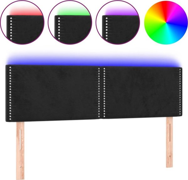 vidaXL Κεφαλάρι Κρεβατιού με LED, Μαύρο, 144x5x78/88 εκ, Βελούδο
