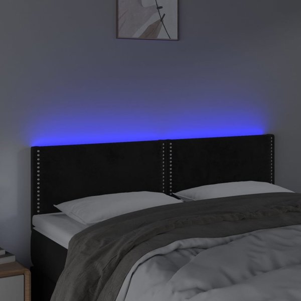 vidaXL Κεφαλάρι Κρεβατιού με LED, Μαύρο, 144x5x78/88 εκ, Βελούδο