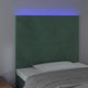 vidaXL Κεφαλάρι κρεβατιού με LED, σκούρο πράσινο, 80x5x118/128 εκ., βελούδο