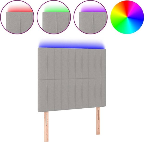vidaXL Κεφαλάρι κρεβατιού με LED, ανοιχτό γκρι, 100x5x118/128 cm, ύφασμα