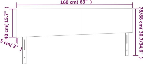 vidaXL Κεφαλάρι κρεβατιού με φωτισμό LED, ταμπά, 160x5x78/88 εκ, ύφασμα