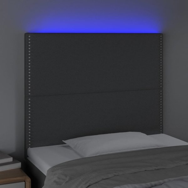 vidaXL Προσκέφαλο κρεβατιού με LED, σκούρο γκρι, 80x5x118/128 cm, ύφασμα