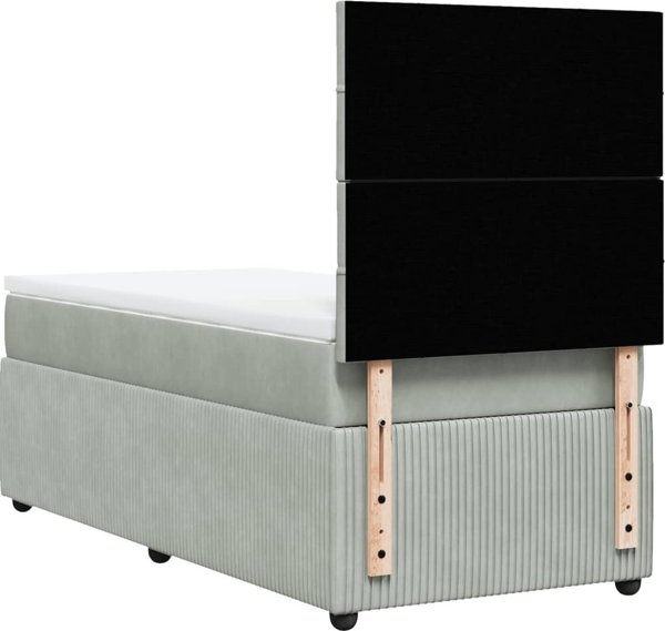 vidaXL Κρεβάτι Continental με στρώμα, ανοιχτό γκρι βελούδο, 90x190 cm