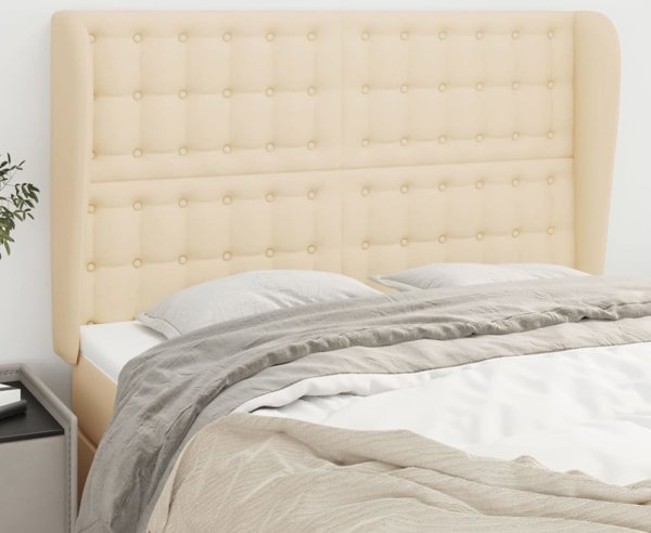 vidaXL Επικαθήμενο προσκέφαλο, κρεμ, 147x23x118/128 εκ, ύφασμα