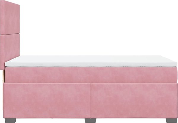 vidaXL Lozko kontynentalne z materacem, rozowe, aksamit, 100x200 cm