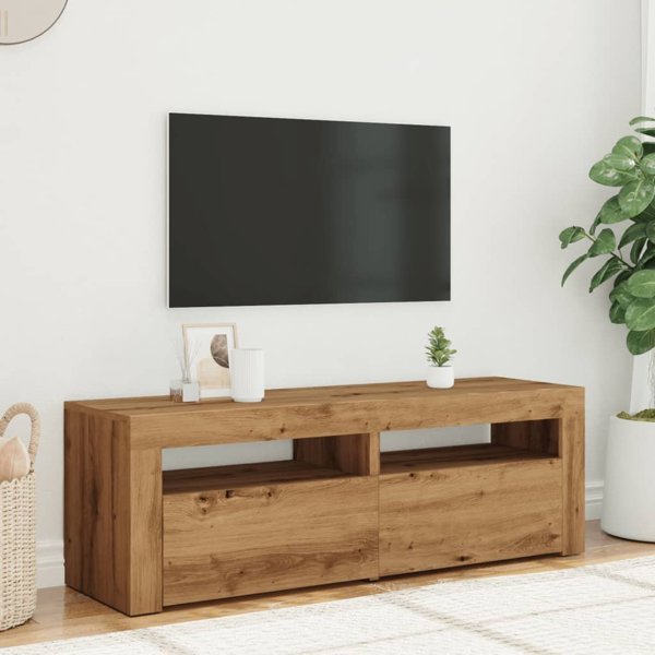 vidaXL Έπιπλο Τηλεόρασης με Φωτισμό LED, Δρυς Artisan, 120x35x40 cm