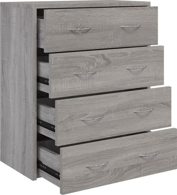 vidaXL Komoda z 4 szufladami 60x30,5x71 cm szary dab sonoma