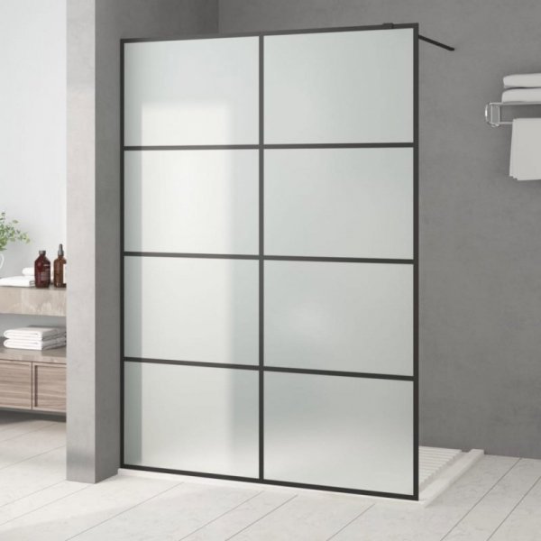 vidaXL Scianka prysznicowa czarna 140x195 cm mrozone szklo ESG