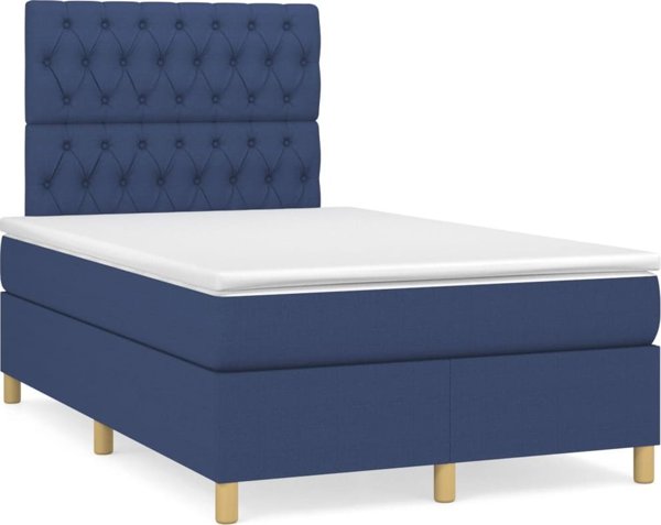 vidaXL Κρεβάτι kontynentalne με στρώμα, μπλε, ύφασμα, 120x200 cm
